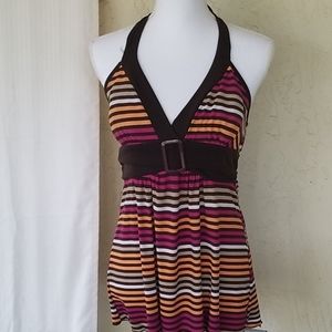 Vintage BCX Striped Halter Top Sz L. EUC